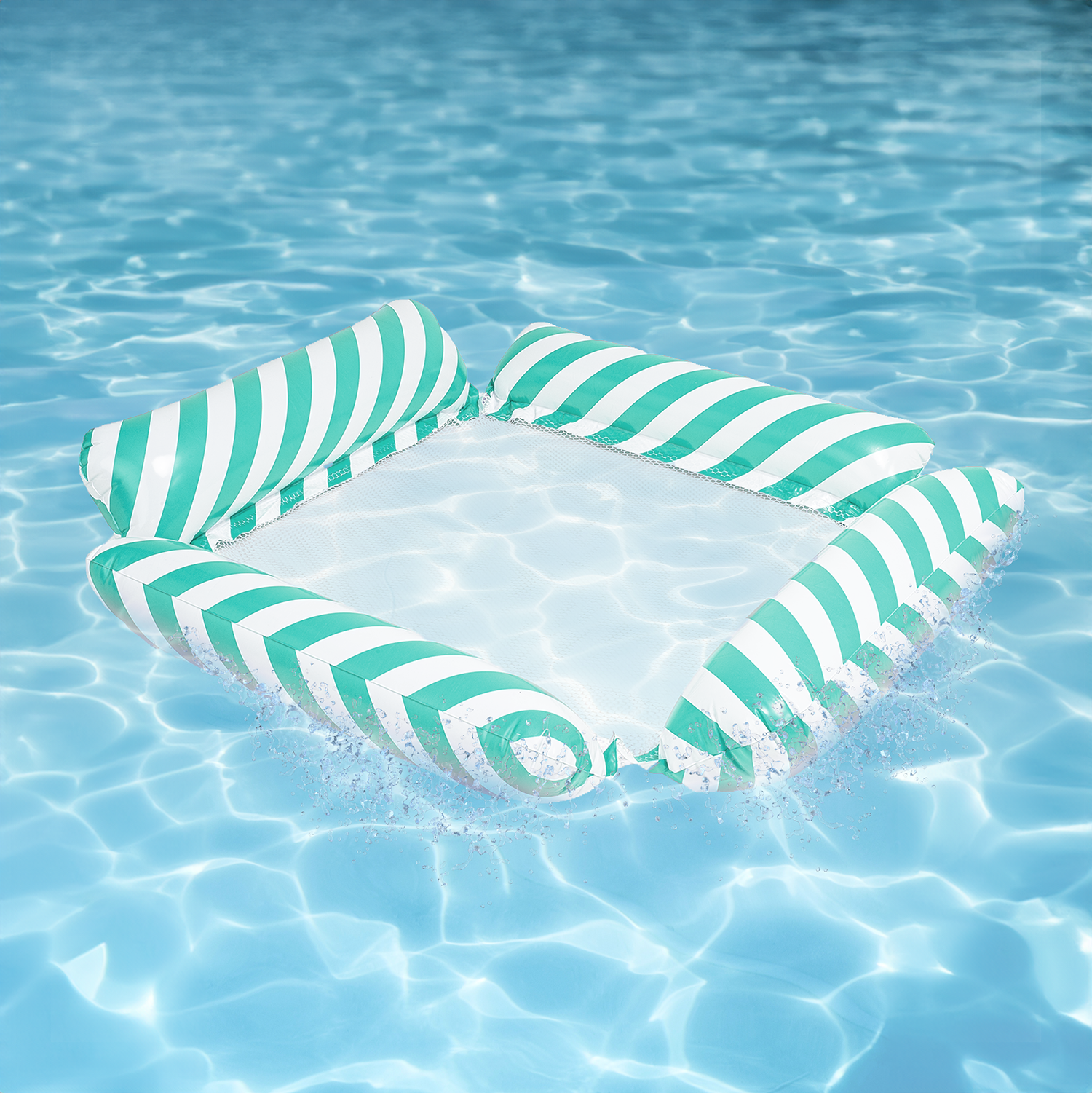 Materac dmuchany do pływania plażowy z siatką niebieski