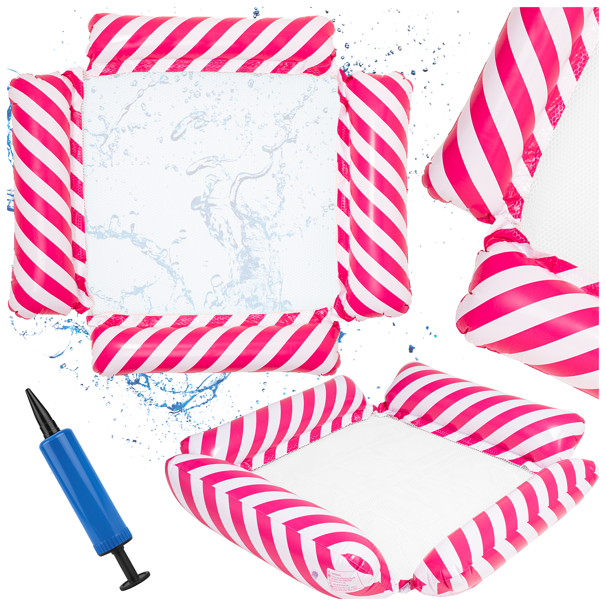 Materac dmuchany do pływania plażowy z siatką różowy