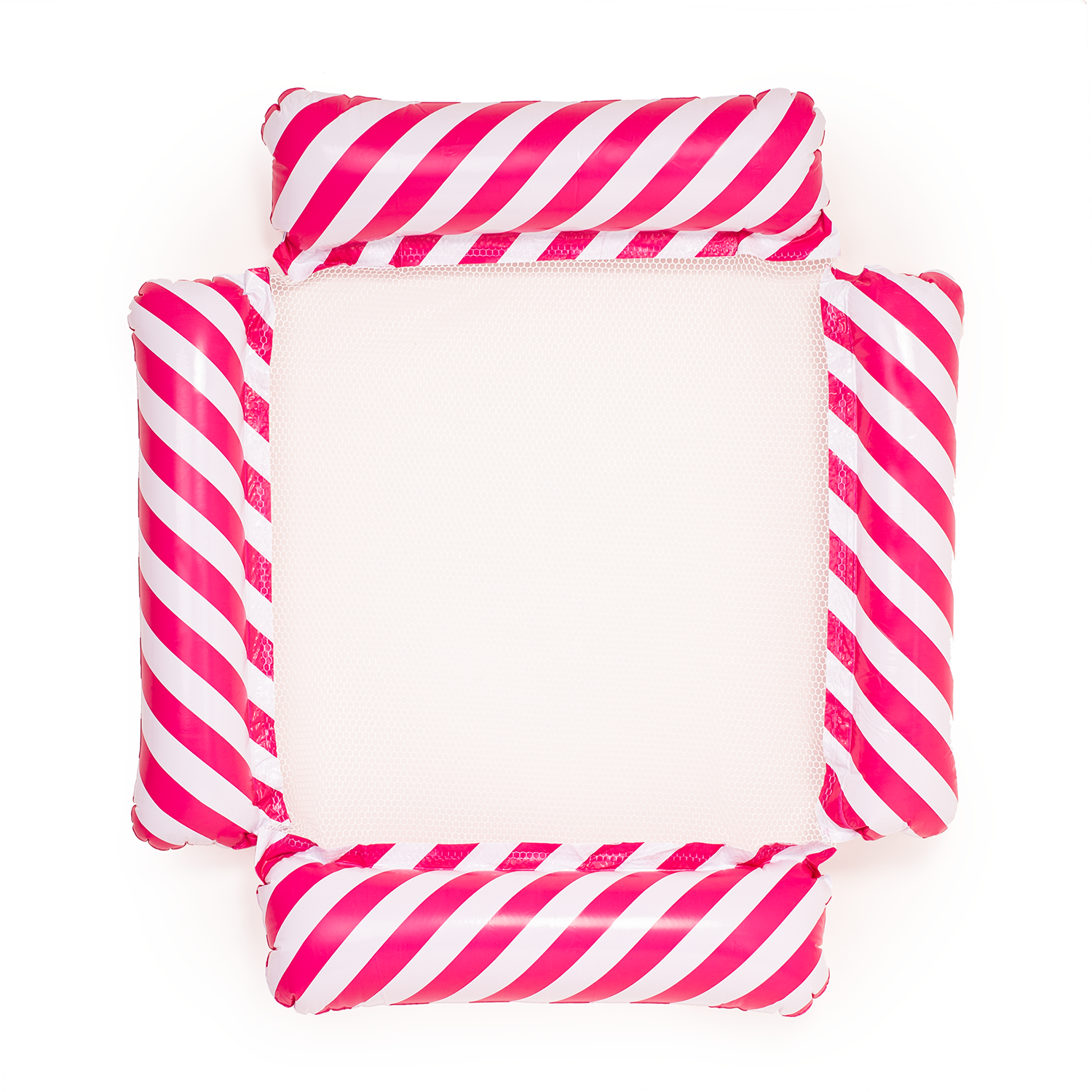 Materac dmuchany do pływania plażowy z siatką różowy