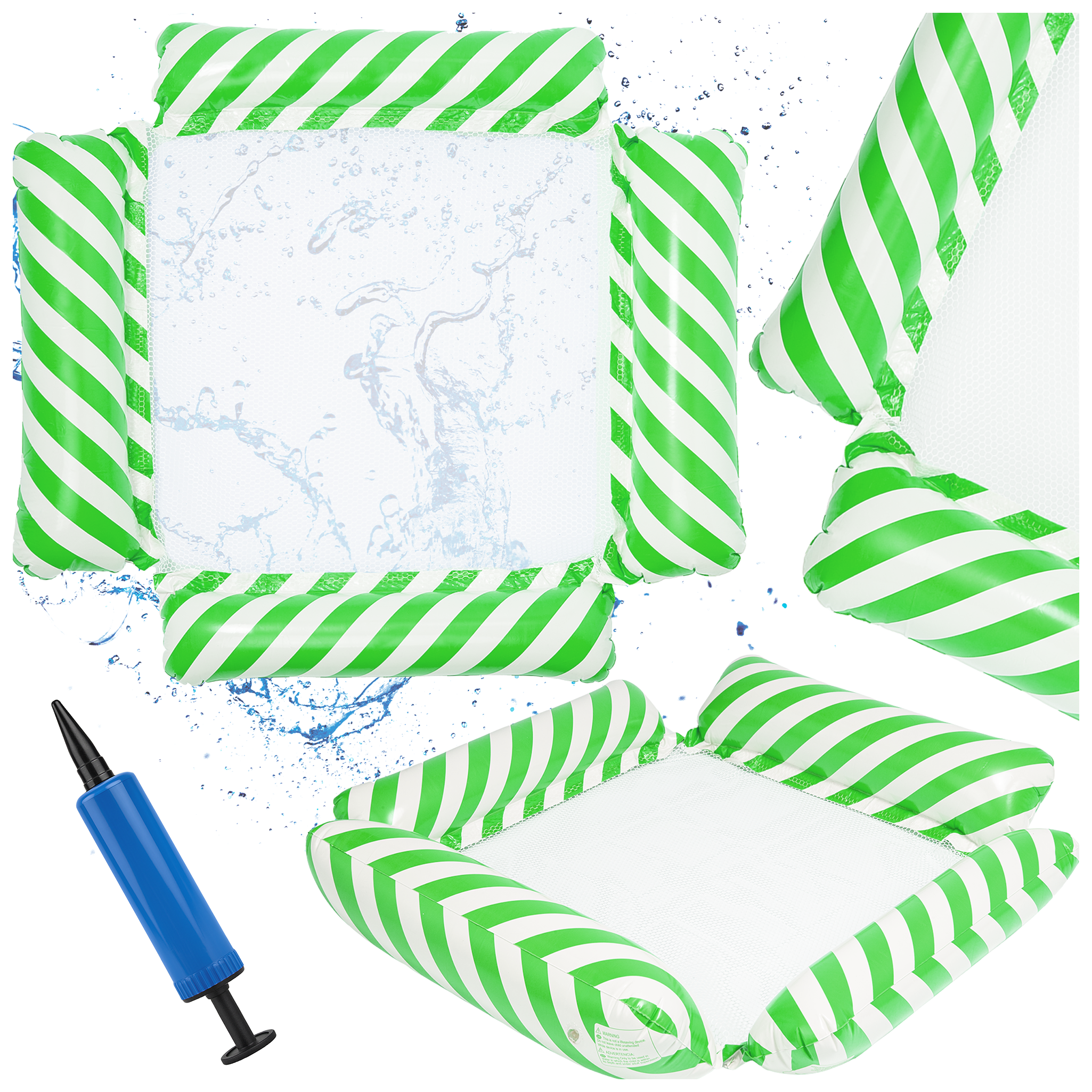 Materac dmuchany do pływania plażowy z siatką zielony