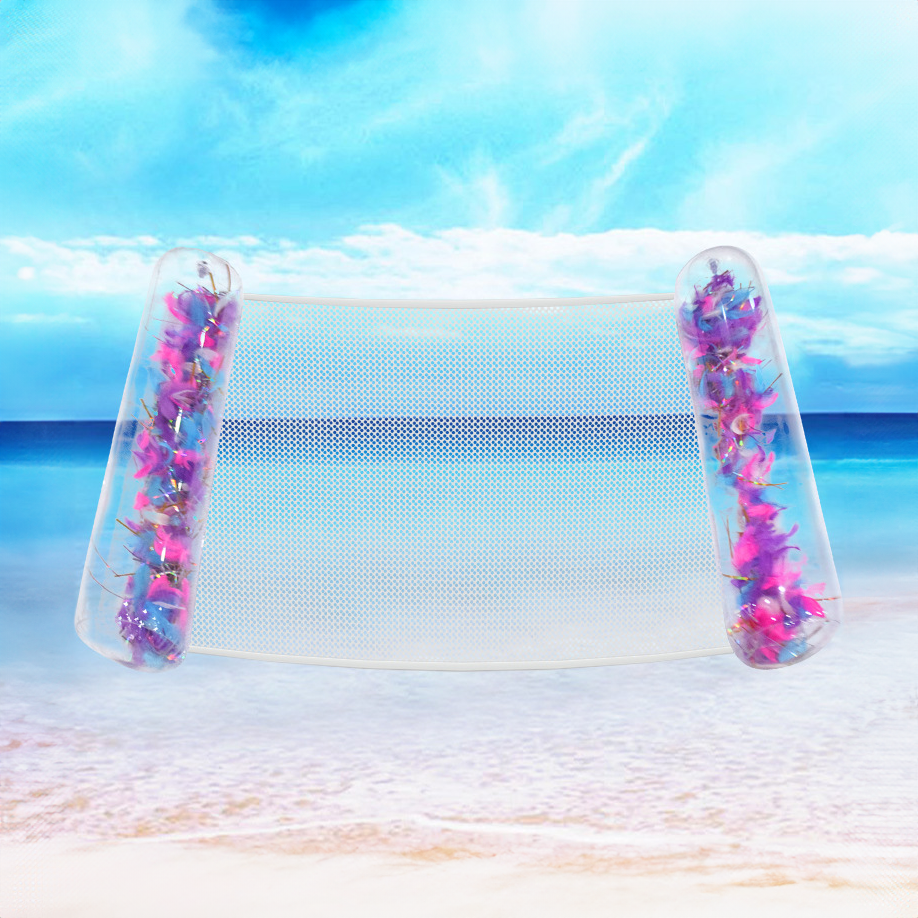 Materac dmuchany do pływania plażowy z siatką bezbarwny piórka