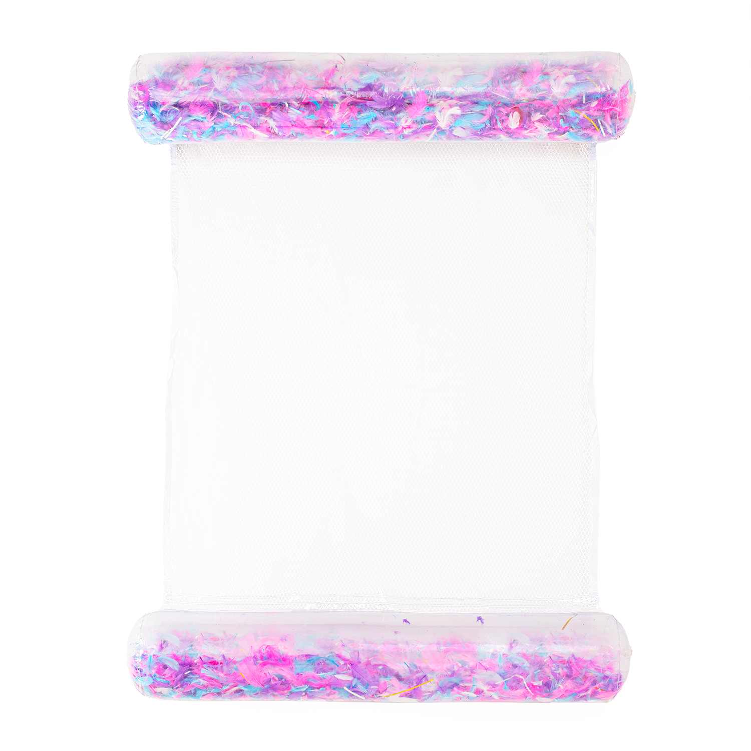 Materac dmuchany do pływania plażowy z siatką bezbarwny piórka