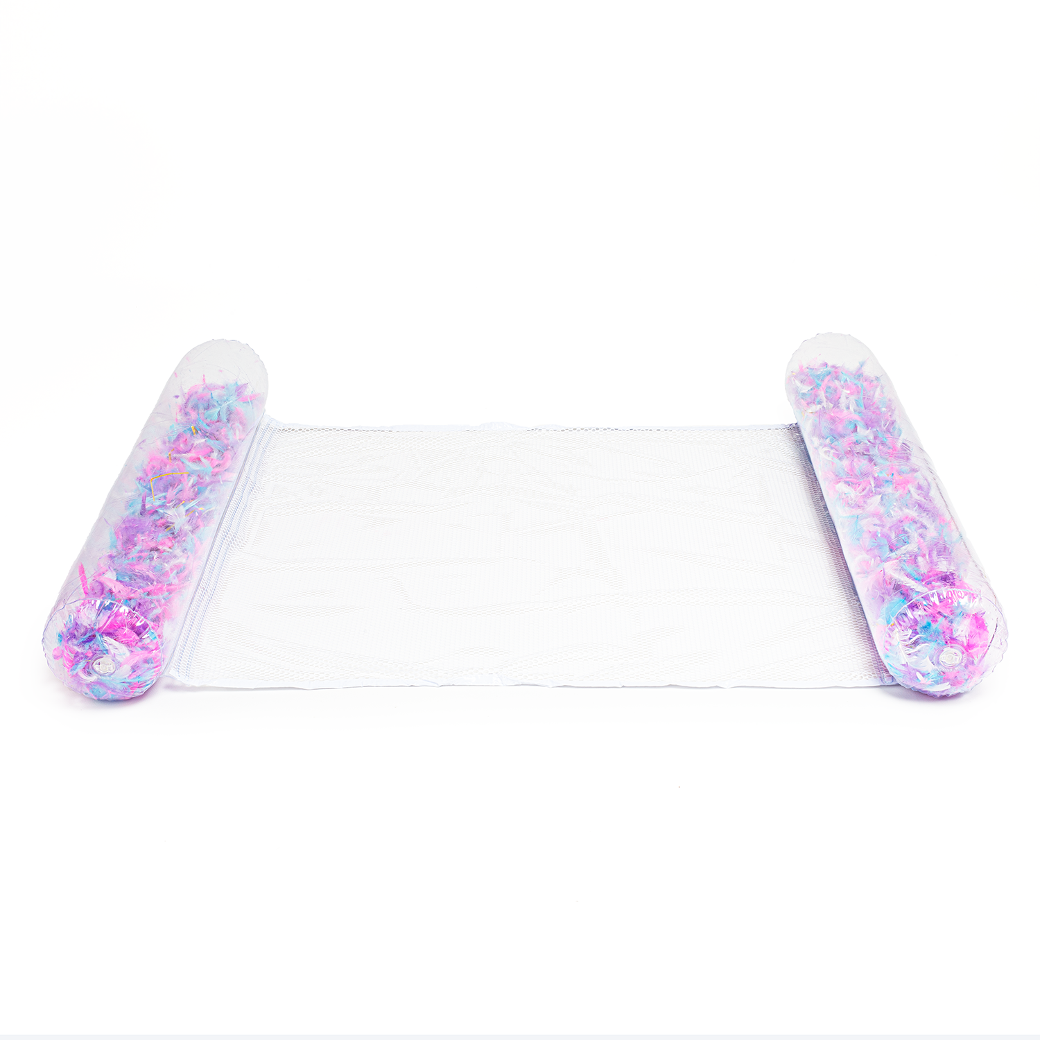 Materac dmuchany do pływania plażowy z siatką bezbarwny piórka