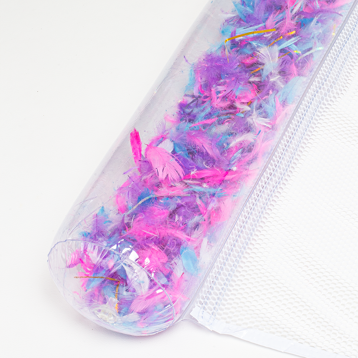 Materac dmuchany do pływania plażowy z siatką bezbarwny piórka