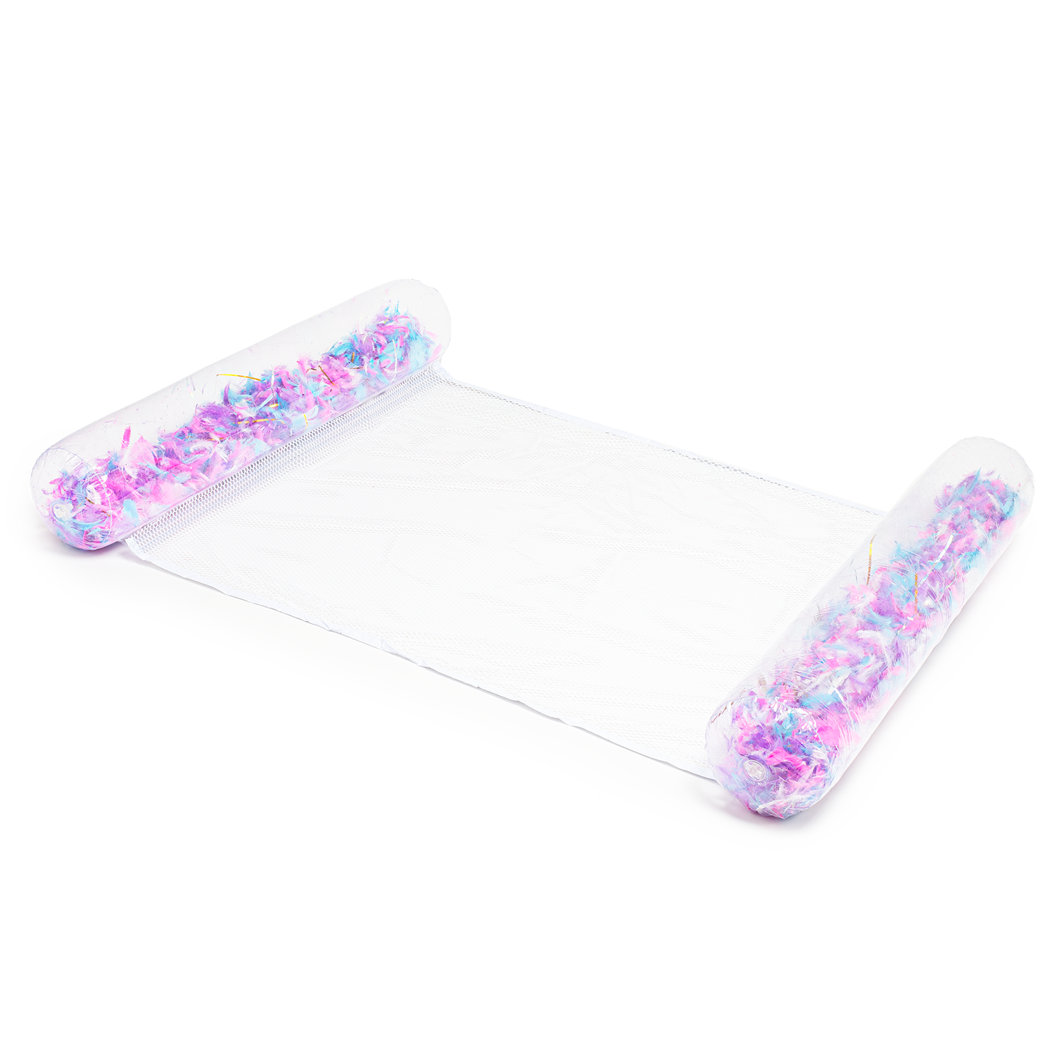 Materac dmuchany do pływania plażowy z siatką bezbarwny piórka