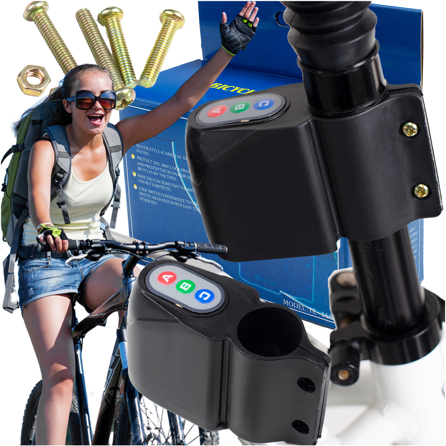 Alarm rowerowy z pilotem zabezpieczenie przed kradzieżą