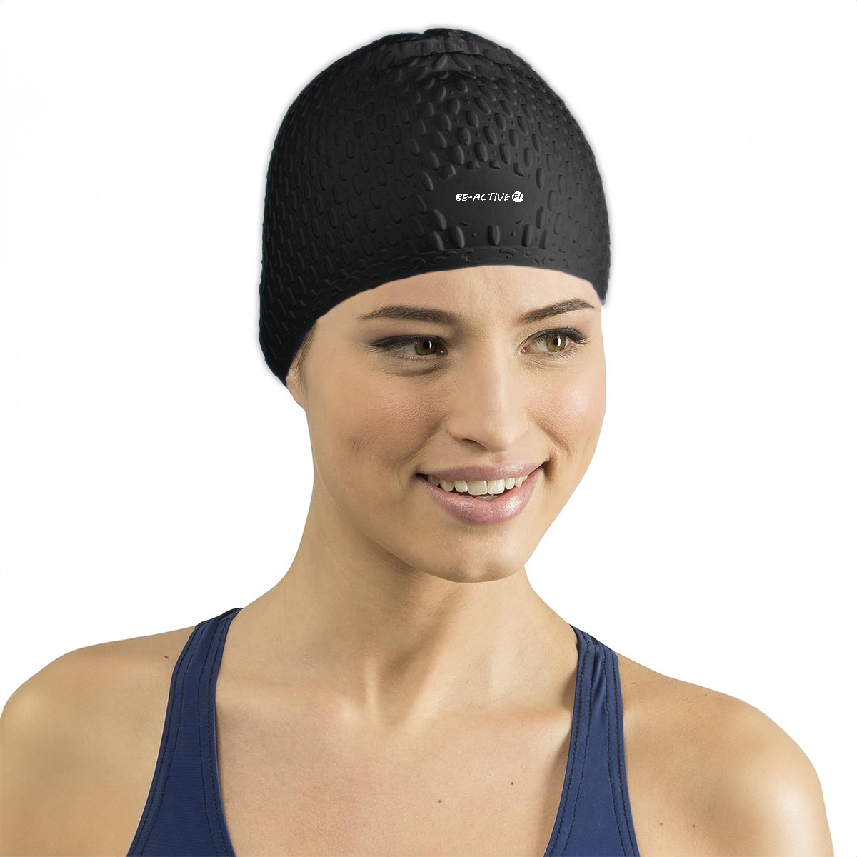 Czepek silikonowy na basen kropla czarny