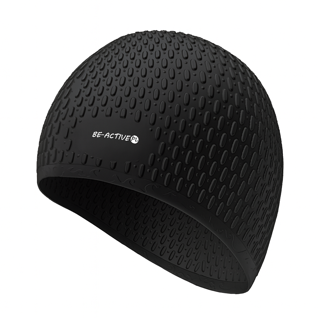 Czepek silikonowy na basen kropla czarny