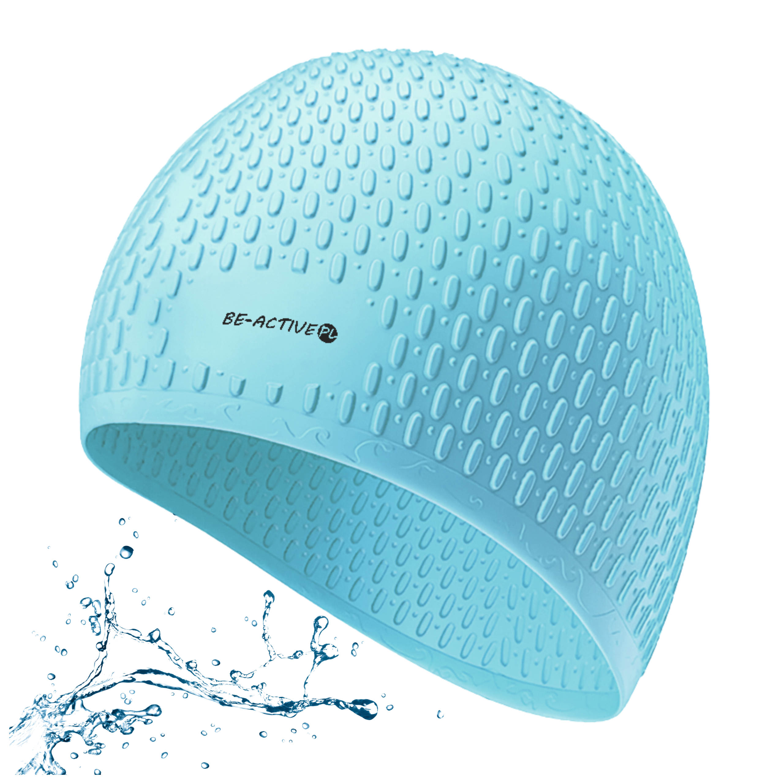 Czepek silikonowy na basen kropla niebieski