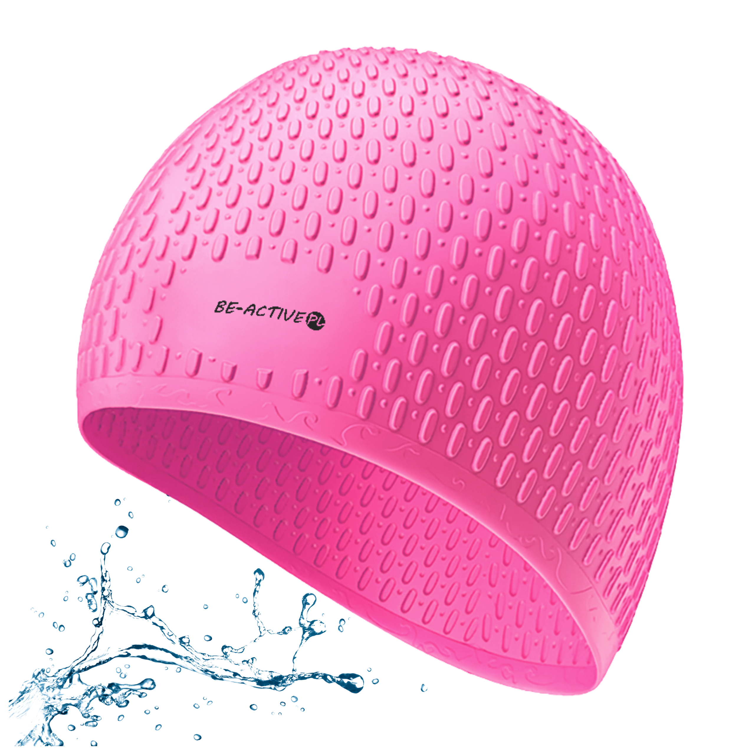 Czepek silikonowy na basen kropla różowy