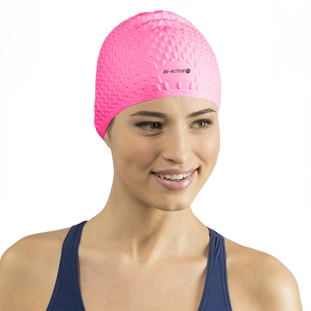 Czepek silikonowy na basen kropla różowy