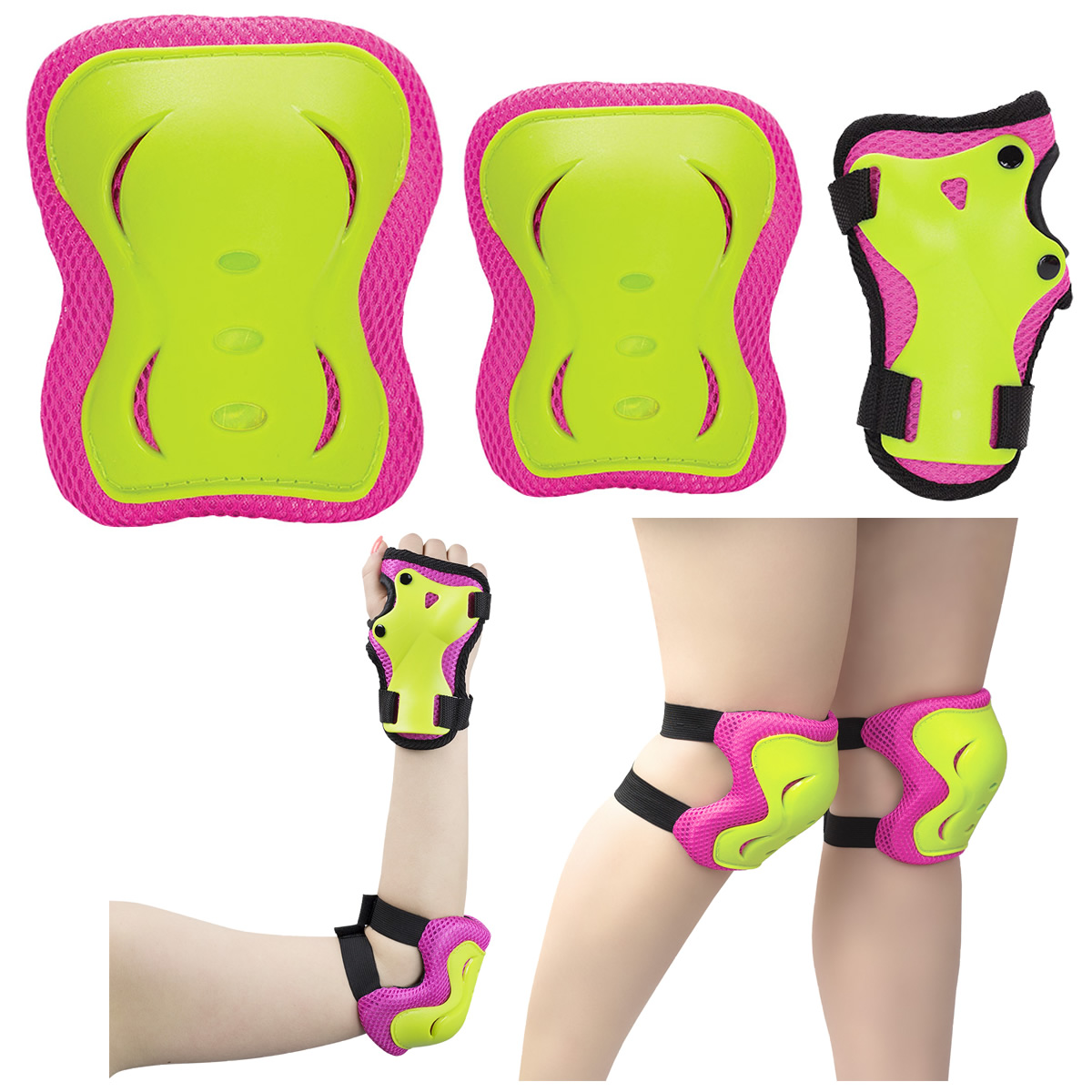 Ochraniacze różowo-limonkowe zestaw H320 Nils Extreme rozmiar M