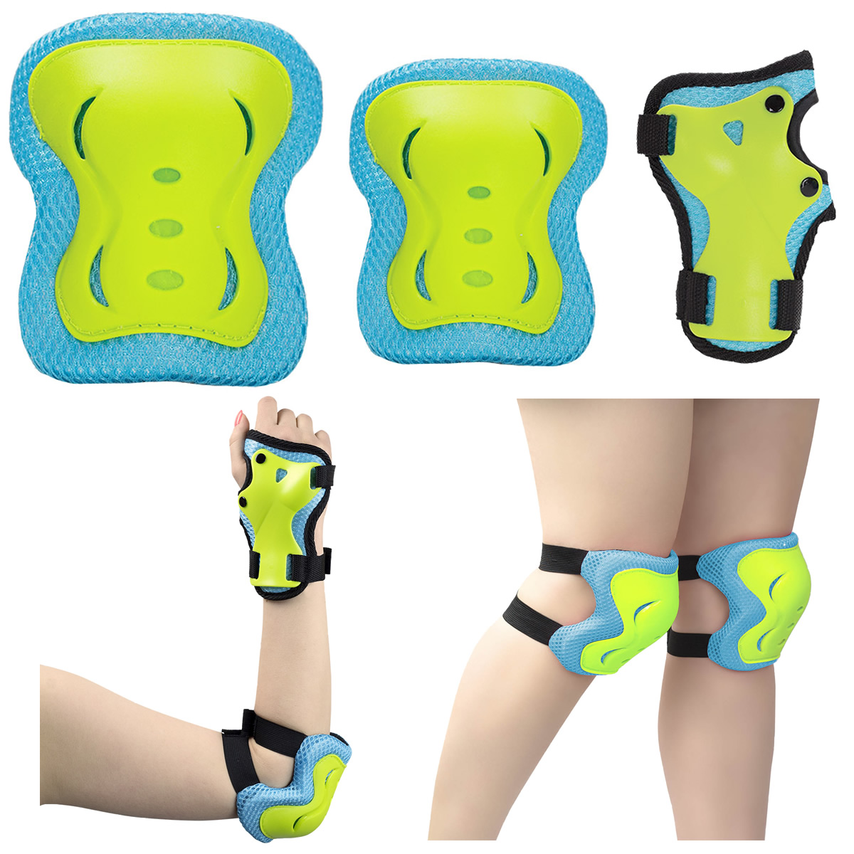 Ochraniacze niebiesko-limonkowe zestaw H320 Nils Extreme rozmiar L