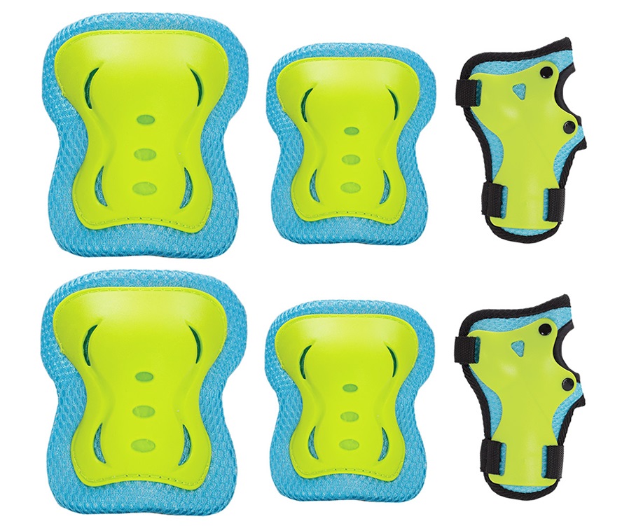 Ochraniacze niebiesko-limonkowe zestaw H320 Nils Extreme rozmiar L