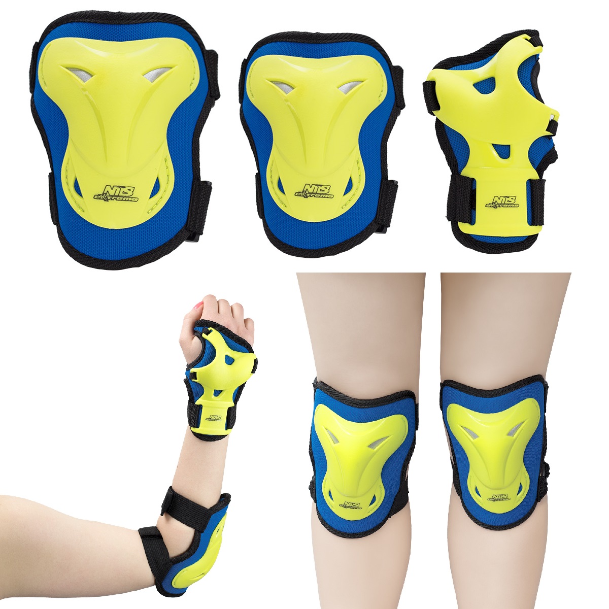 Ochraniacze granatowo-limonkowe zestaw H716 Nils Extreme rozmiar M