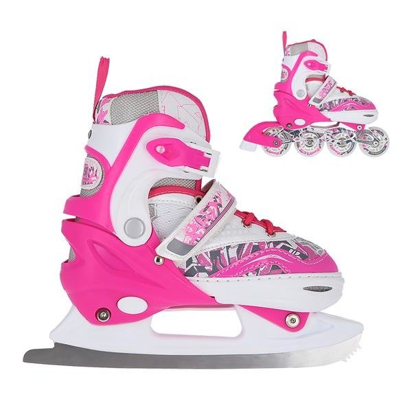 Łyżwy/rolki 2w1 NF10927A ciemno różowe L Nils Extreme