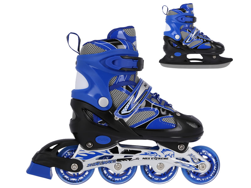 Łyżworolki 2w1 regulowane NH18366 Nils Extreme niebieskie rozmiar M łyżwy/rolki
