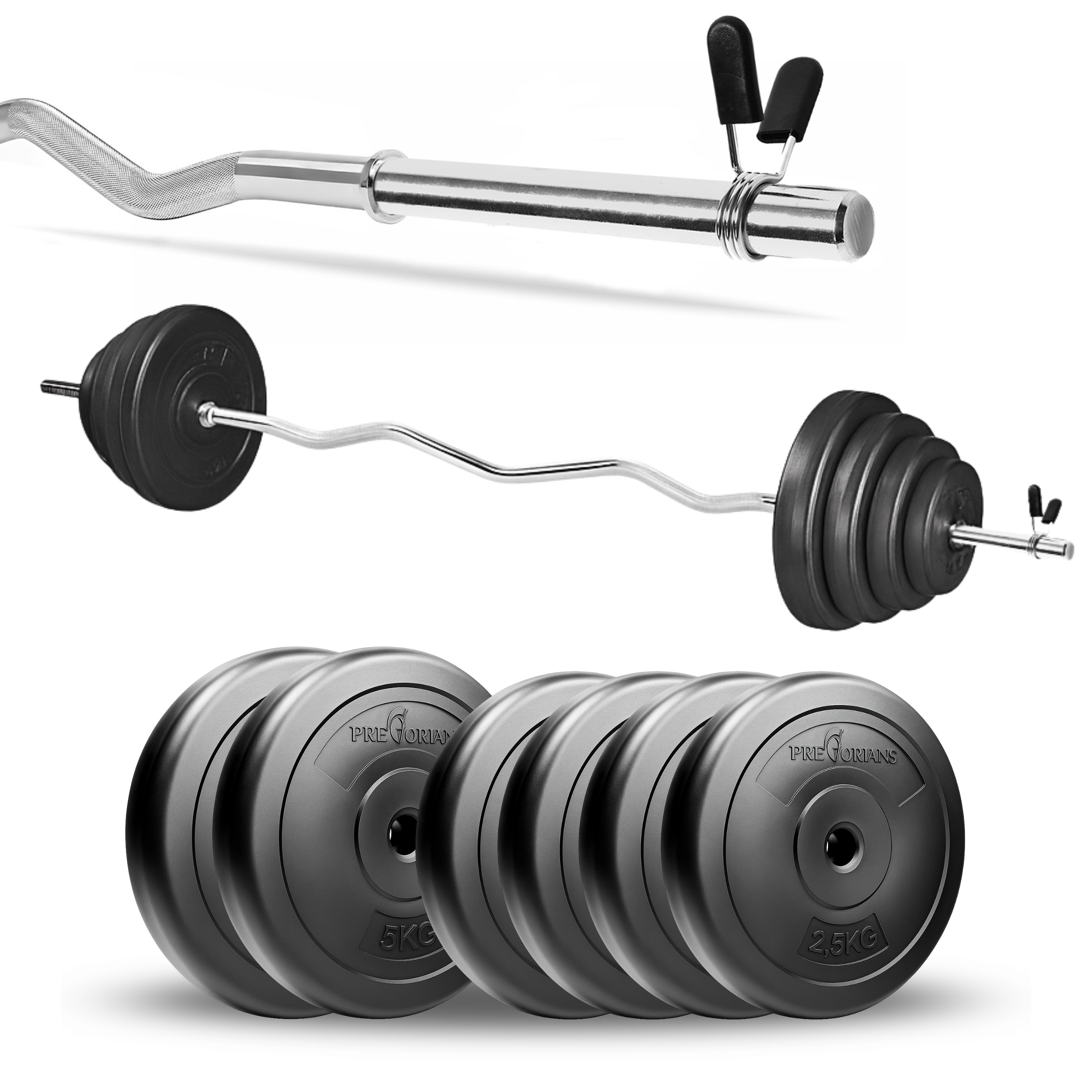 Zestaw do ćwiczeń 25kg z gryfem łamanym 120 cm i nakładem obciążeń