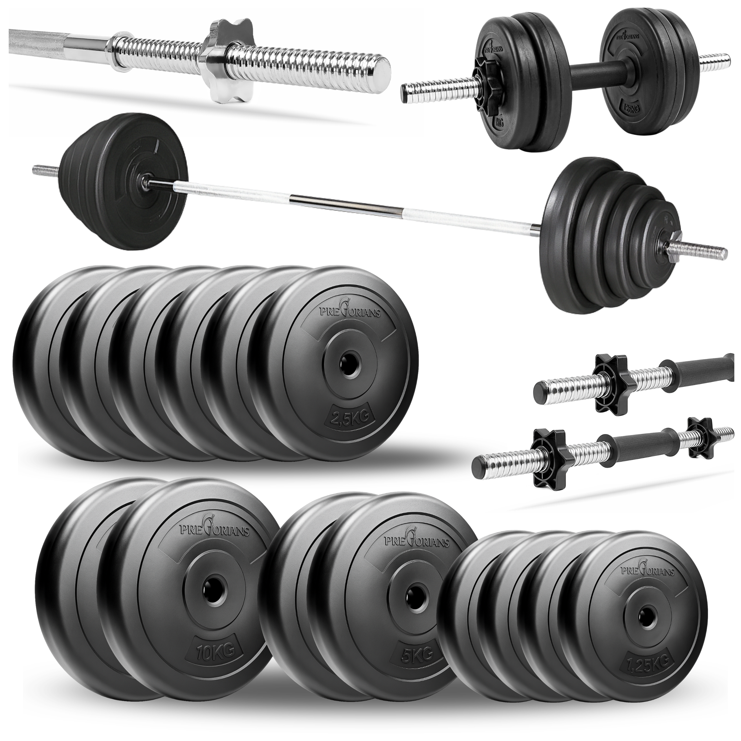 Zestaw do ćwiczeń 60kg - sztanga / gryf 180cm, obciążenie, hantle