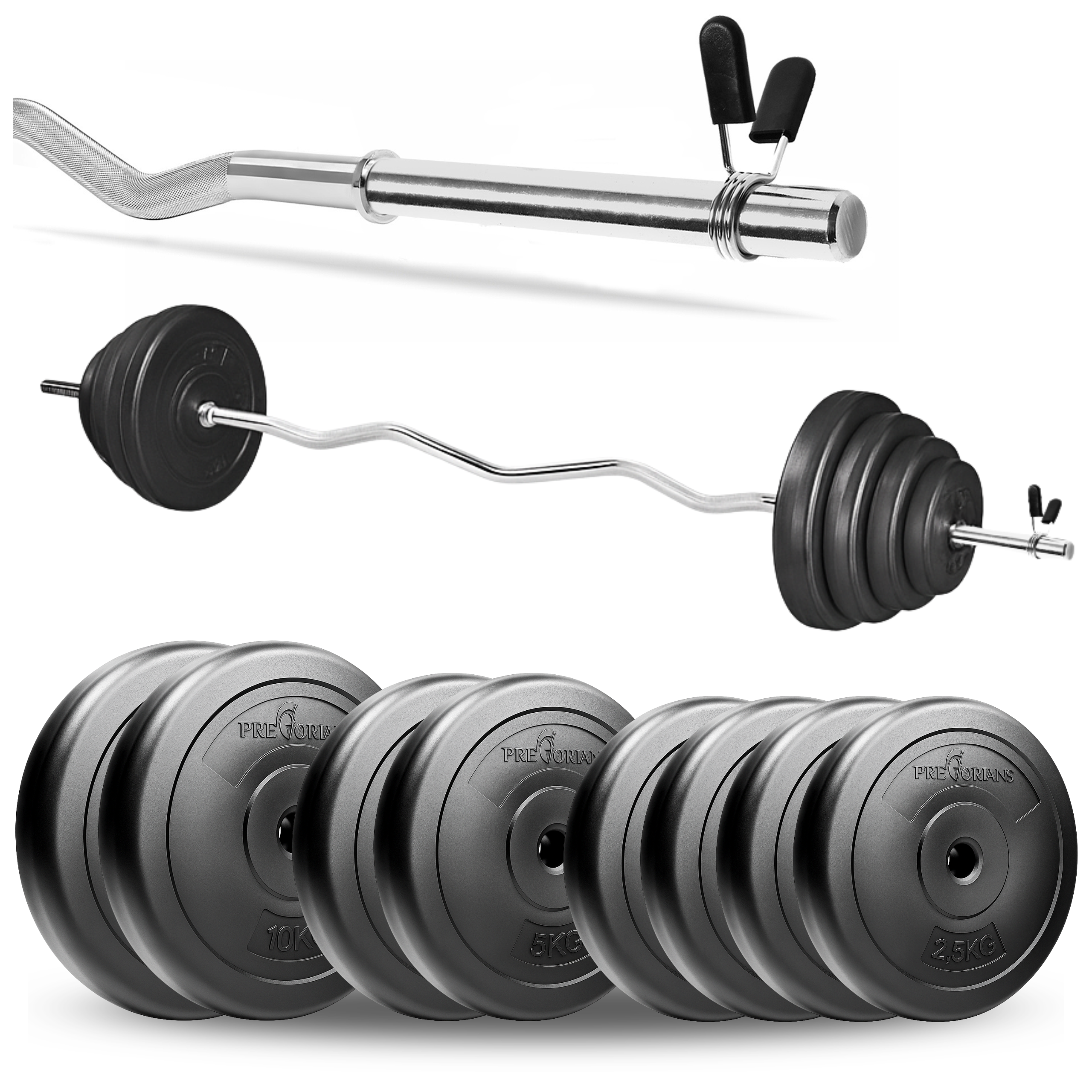 Zestaw do ćwiczeń 45kg - z gryfem łamanym 120 cm i nakładem obciążeń