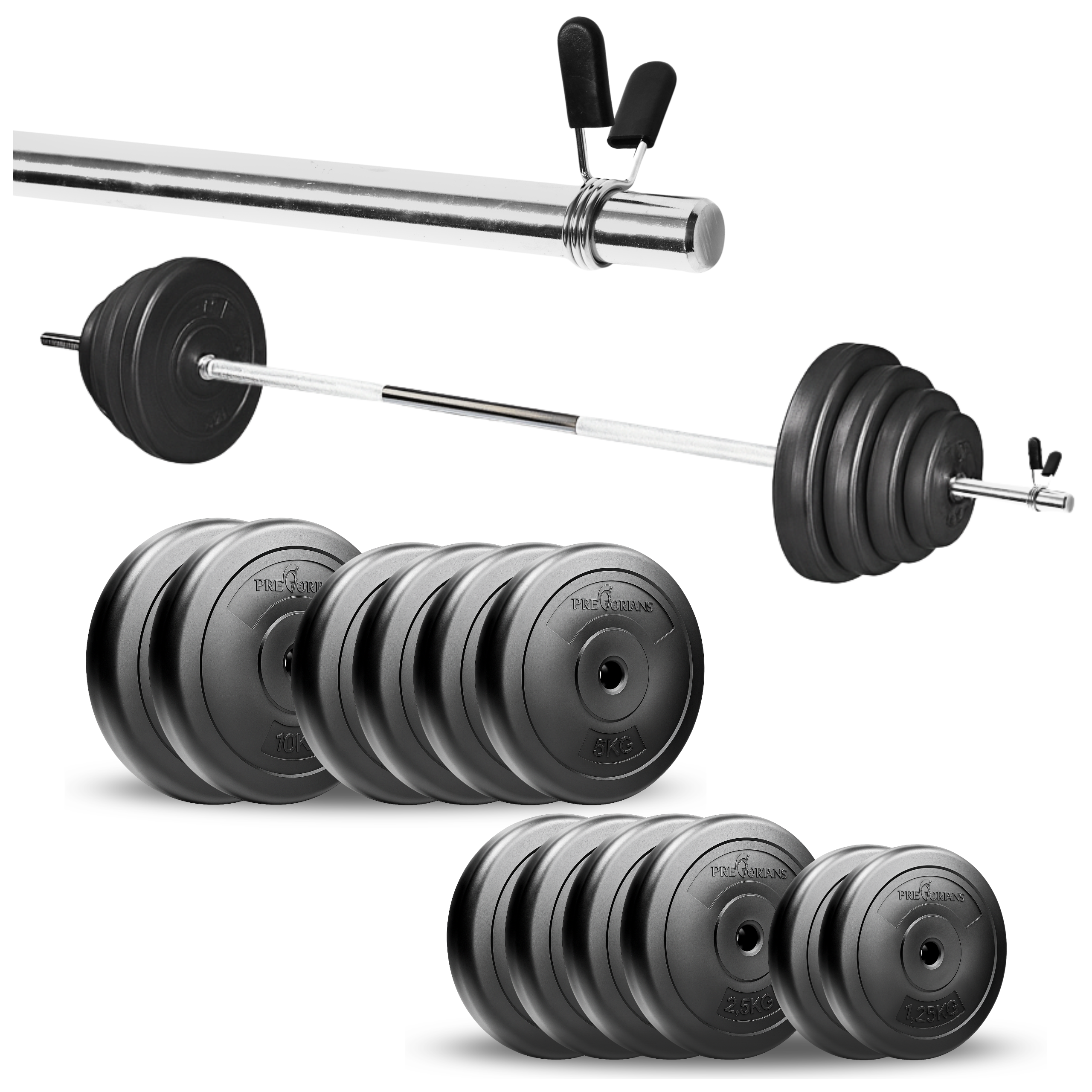 Zestaw do ćwiczeń 60kg - ze sztangą / gryfem prostym 180 cm i nakładem obciążeń