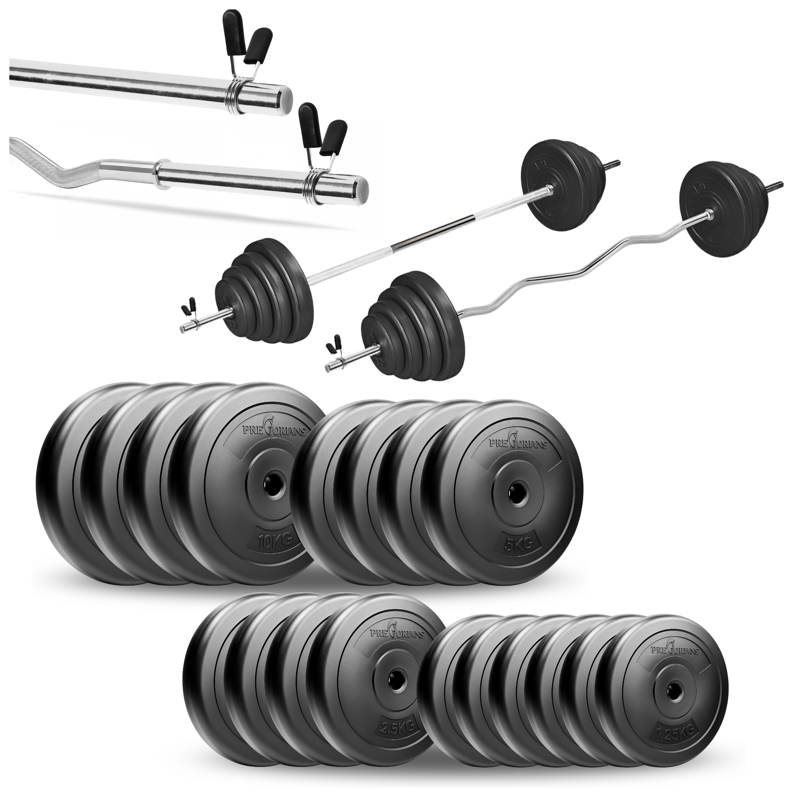 Zestaw do ćwiczeń 90kg - ze sztangą 180 cm, gryfem łamanym 120 cm i nakładem obciążeń