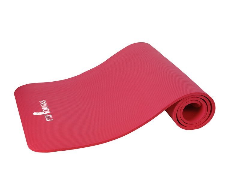 Mata gruba do ćwiczeń (1,5 cm) NBR Pretorians czerwona