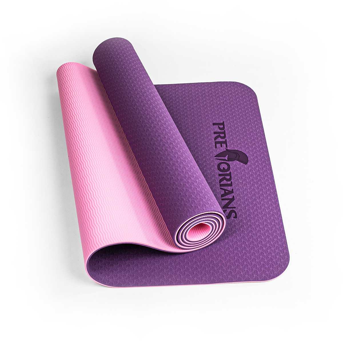 Mata do ćwiczeń fitness yogi 6mm TPE Pretorians różowo-fioletowa