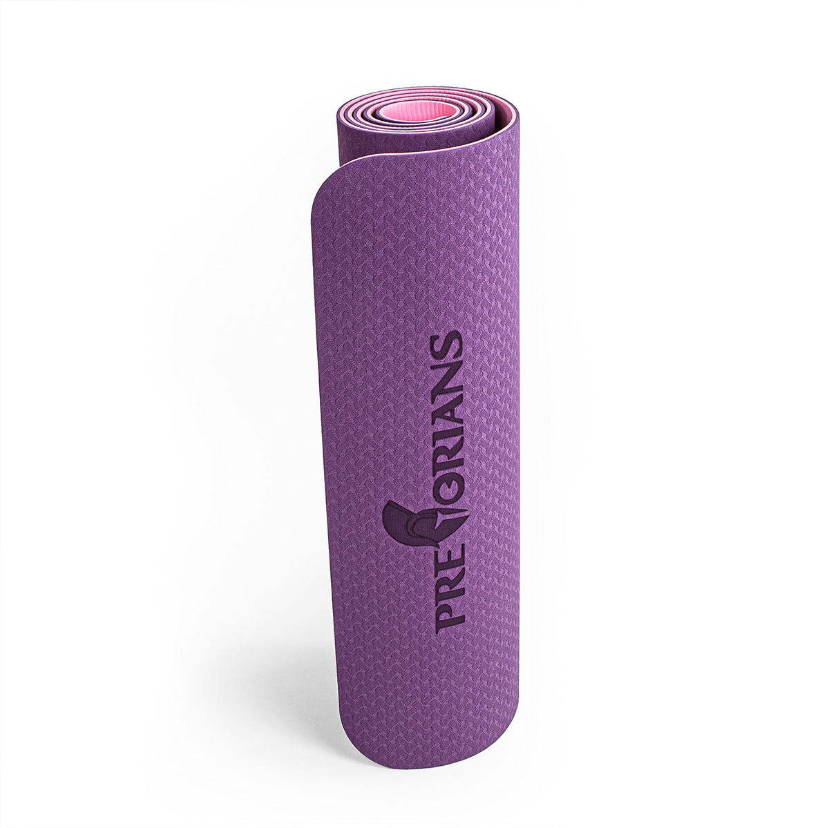 Mata do ćwiczeń fitness yogi 6mm TPE Pretorians różowo-fioletowa