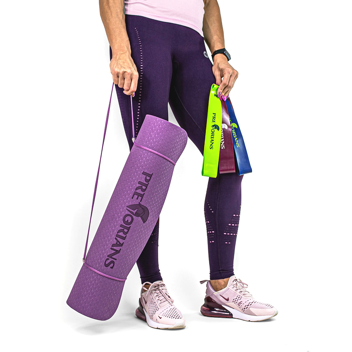 Mata do ćwiczeń fitness yogi 6mm TPE Pretorians różowo-fioletowa