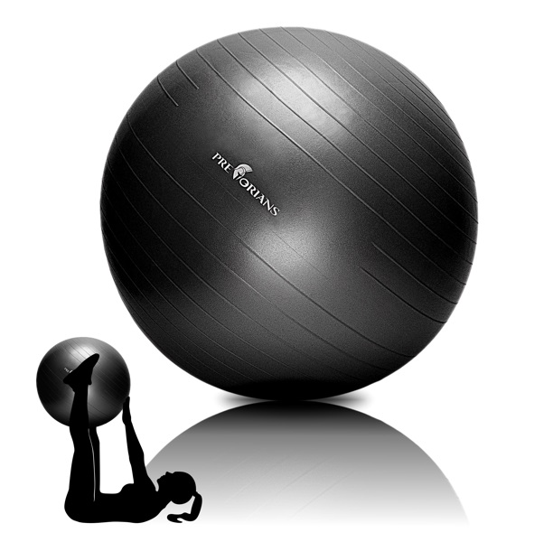 Piłka gimnastyczna anti burst 65 cm czarna Pretorians z pompką