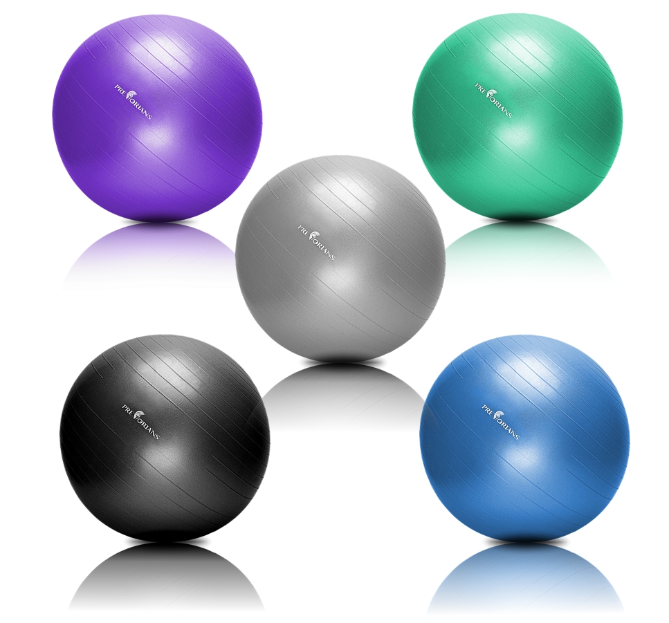 Piłka gimnastyczna anti burst 65 cm szara Pretorians z pompką