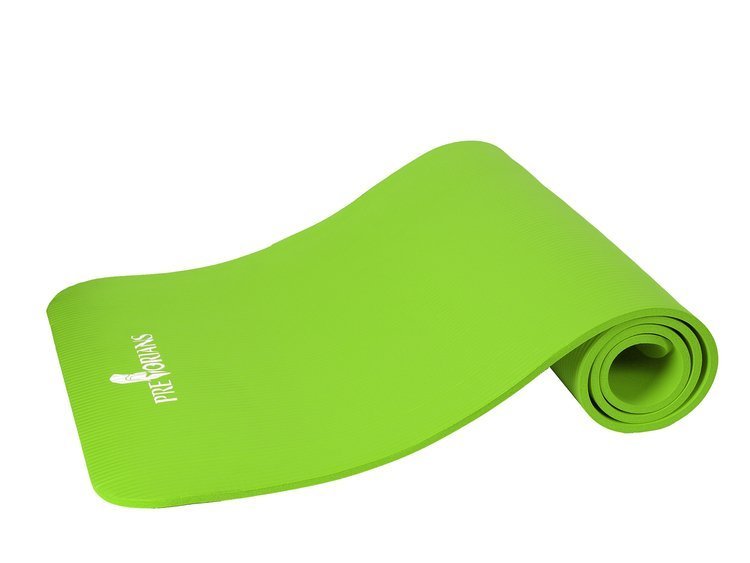 Mata gruba do ćwiczeń (1,5 cm) NBR Pretorians limonkowa