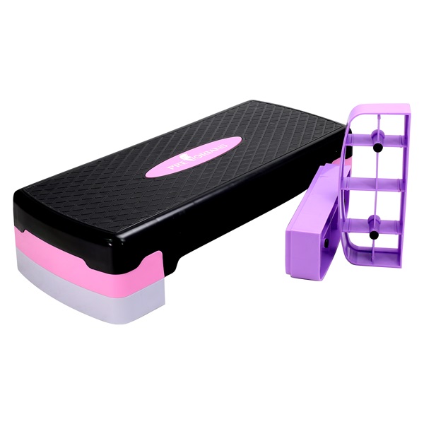 Step do aerobiku 3 stopnie regulowany różowy Pretorians