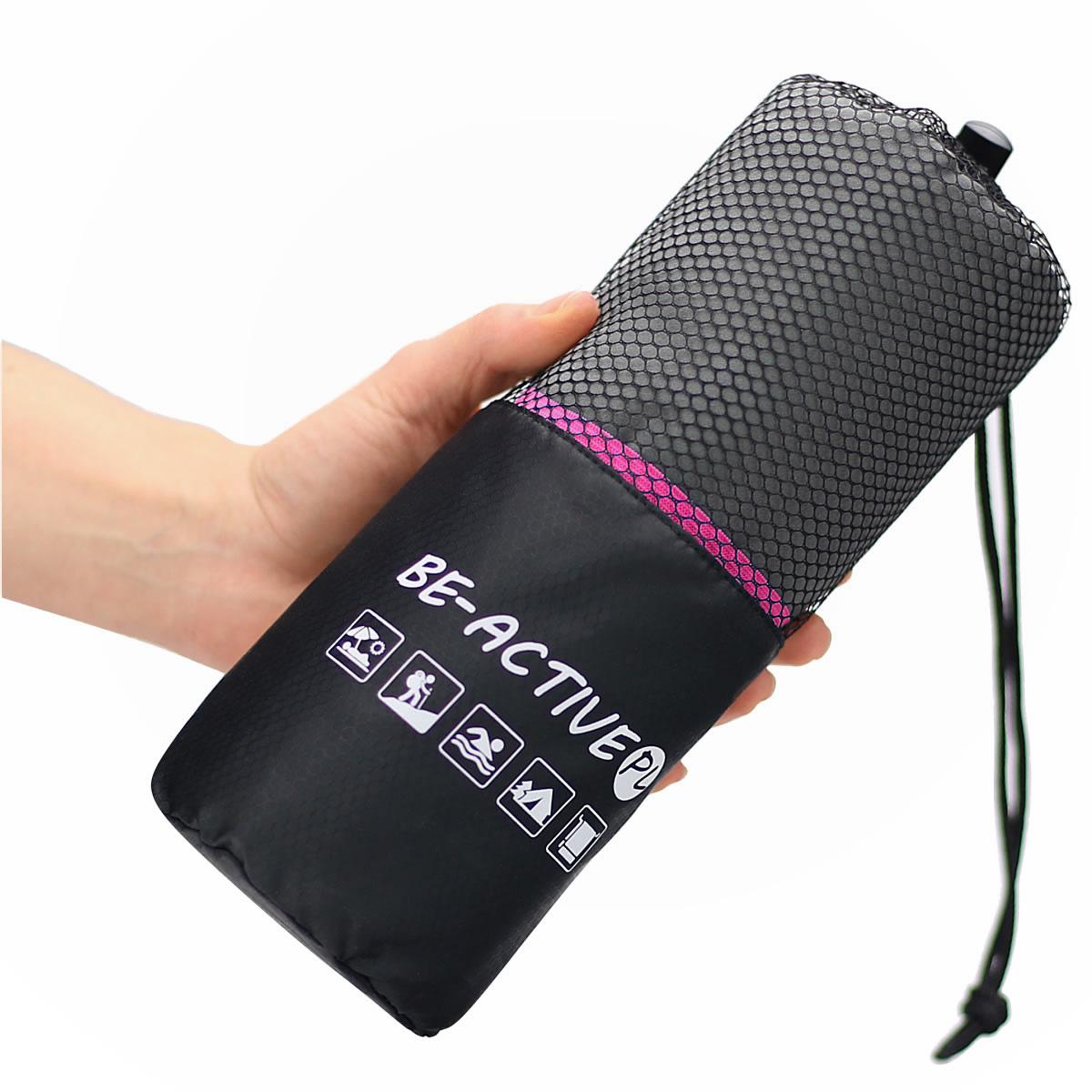 Ręcznik szybkoschnący z mikrofibry 130x80cm szaro-różowy