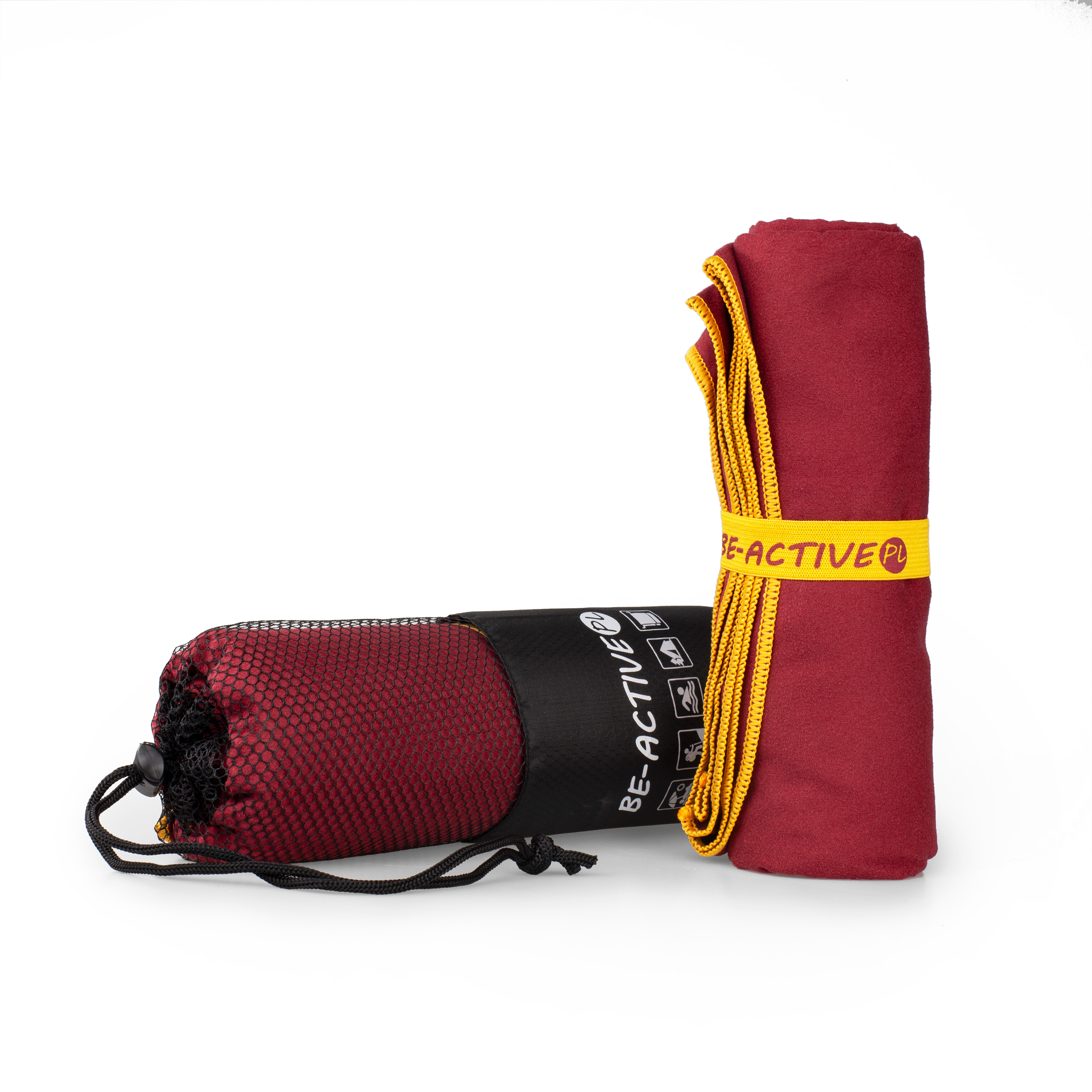 Ręcznik szybkoschnący z mikrofibry 180x100cm bordowo-pomarańczowy