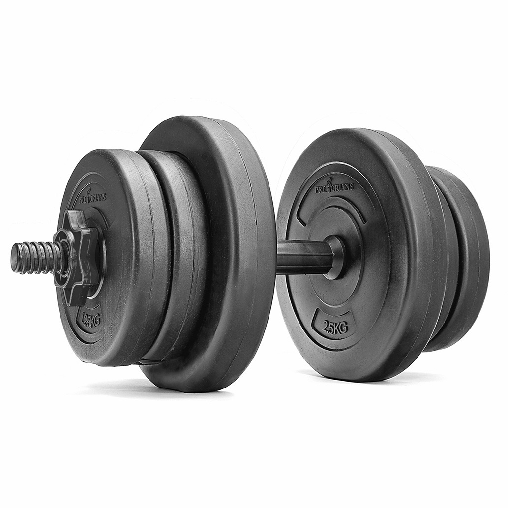 Zestaw hantli 2x10kg, hantle, 12 talerzy czarne