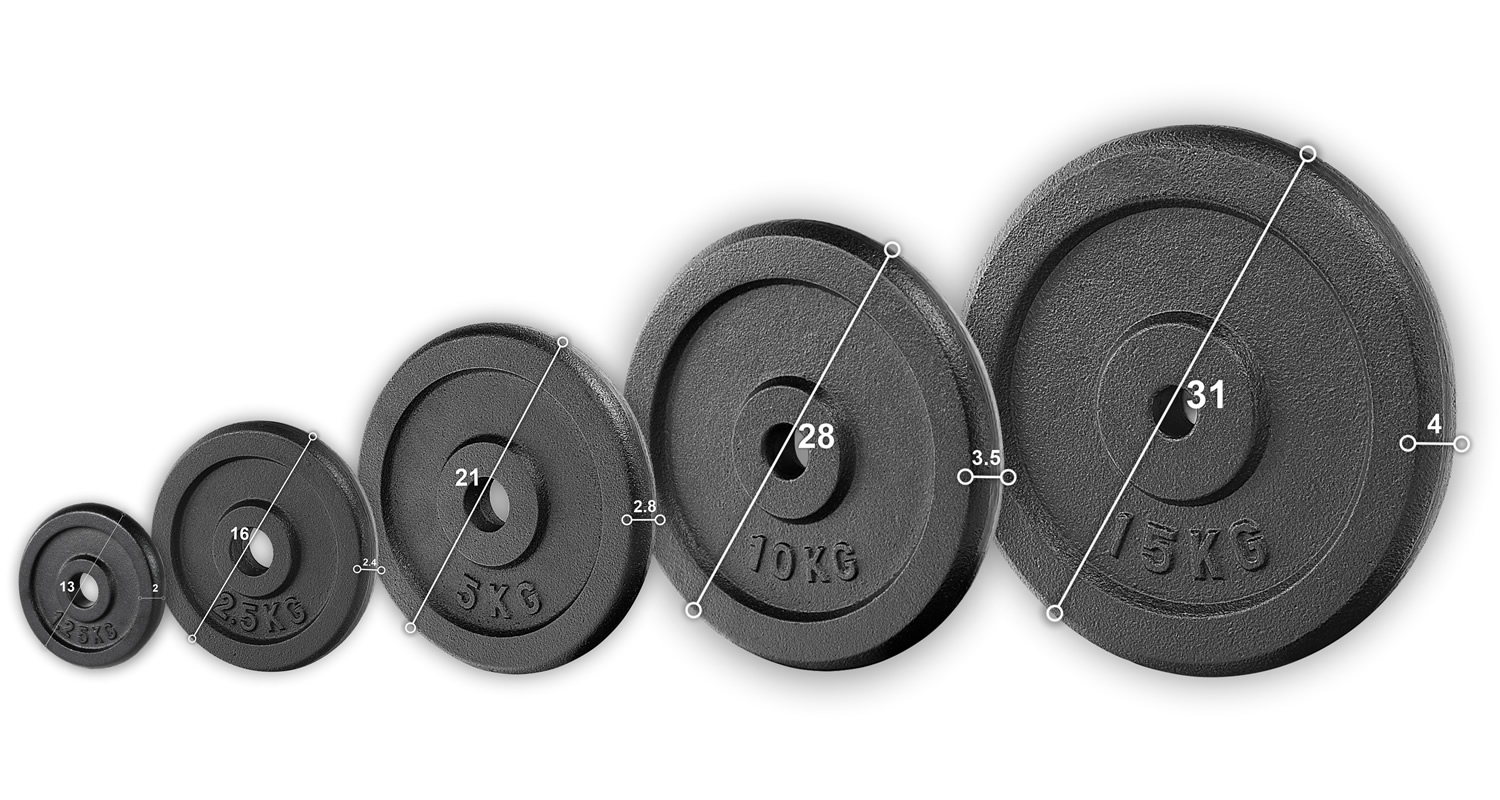 Zestaw do ćwiczeń 173kg z ławką treningową PH20C - ławka, gryf / sztanga, obciążenia żeliwne, hantle