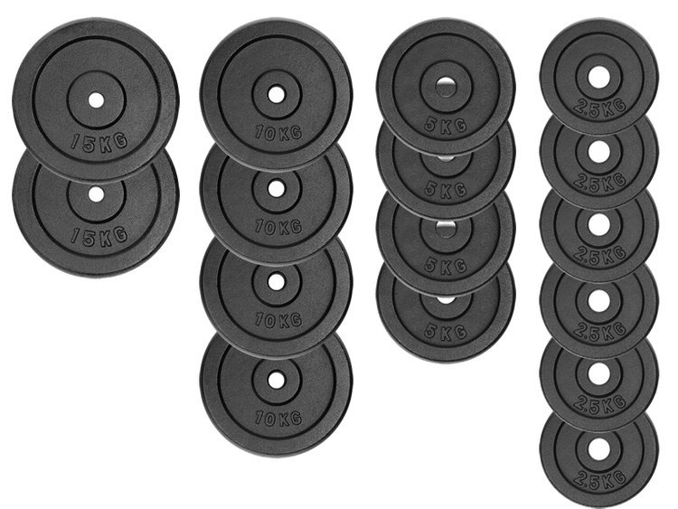 Zestaw do ćwiczeń ŻELIWNY 160kg z ławką treningową PH 20C - ławka, sztanga, gryf łamany, obciążenia żeliwne , hantle