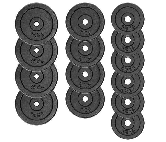 Zestaw do ćwiczeń ŻELIWNY 130kg z ławką treningową PH 20C - ławka, sztanga, gryf łamany, obciążenia żeliwne, hantle