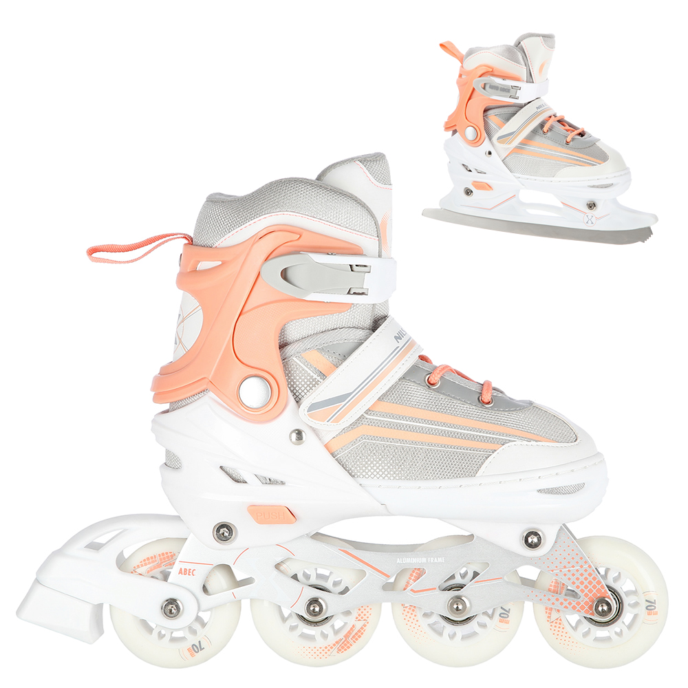 Łyżworolki NH18190 2w1 biało-różowy rozmiar M