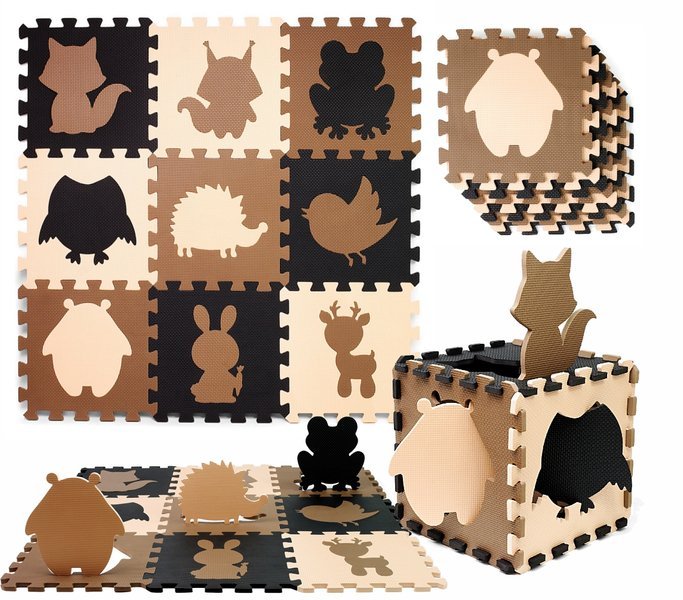 ML mata puzzle czarno - beżowo - brązowa