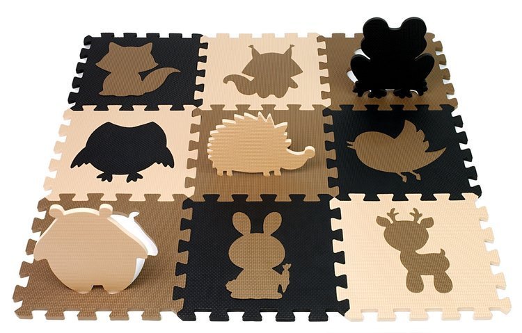 ML mata puzzle czarno - beżowo - brązowa