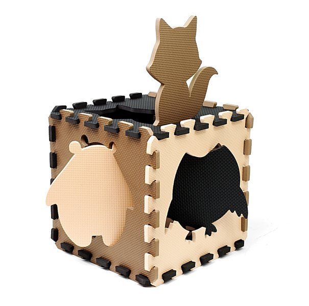 ML mata puzzle czarno - beżowo - brązowa