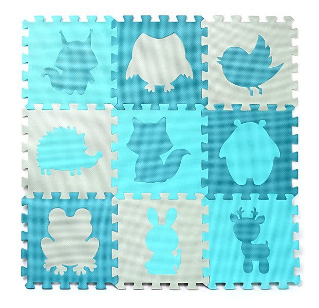 Mata puzzle piankowe edukacyjne dla dzieci 86x86 turkusowo szara