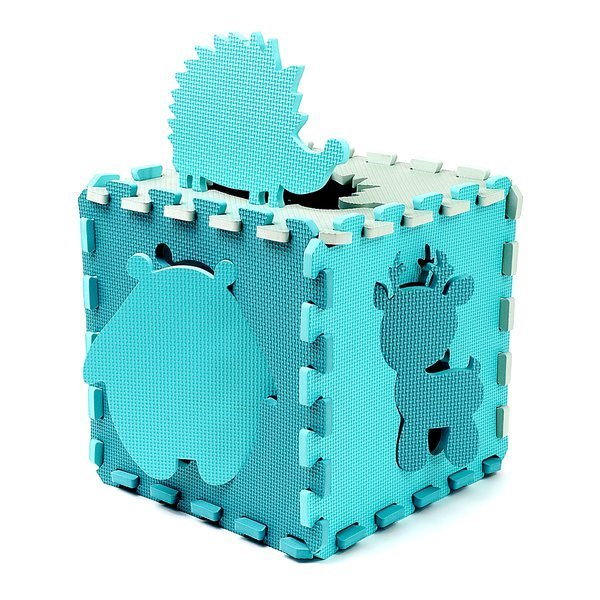 Mata puzzle piankowe edukacyjne dla dzieci 86x86 turkusowo szara