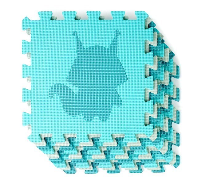 Mata puzzle piankowe edukacyjne dla dzieci 86x86 turkusowo szara