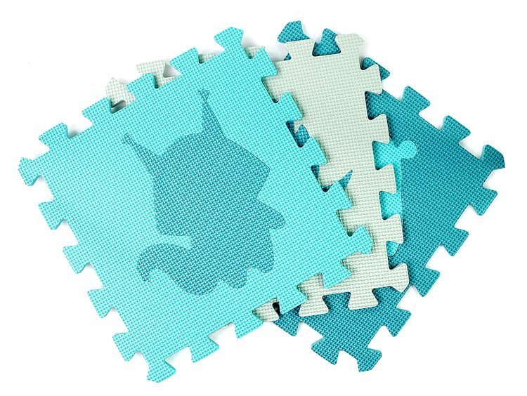 Mata puzzle piankowe edukacyjne dla dzieci 86x86 turkusowo szara