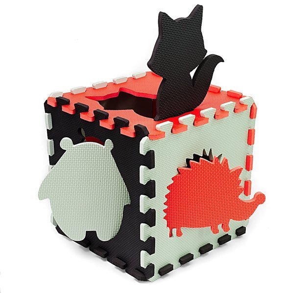 Mata piankowa edukacyjna puzzle dla dzieci 114x114 gruba czerwona