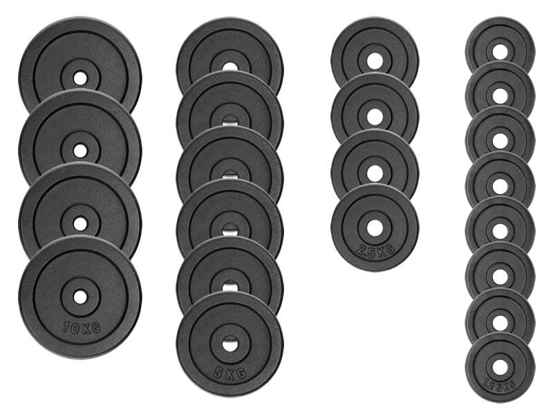 Zestaw do ćwiczeń 123kg z ławką treningową PH 2132 sztangą / gryfem prostym 180 cm, obciążeniem żeliwnym 90 kg i hantlami